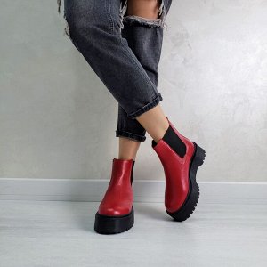 Красные кожаные ботинки CHELSEA Dr.