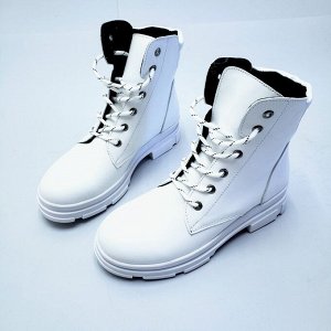 Белые кожаные ботинки SHANS на белой подошве