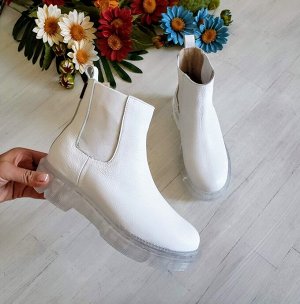 Белые кожаные ботинки CHELSEA ICE