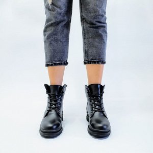Черные кожаные ботинки SHANS  на черной подошве