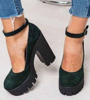 Зеленые замшевые туфли Mary Jane