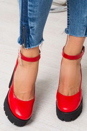 Красные кожаные туфли Mary Jane