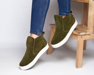 Замшевые слипоны ANKLE SLIP цвета хаки