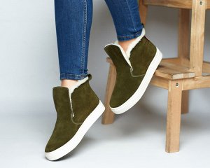 Замшевые слипоны ANKLE SLIP цвета хаки