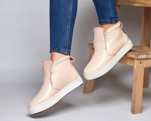 Пудровые кожаные слипоны ANKLE SLIP