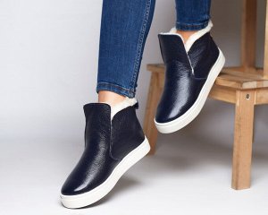 Синие кожаные слипоны ANKLE SLIP