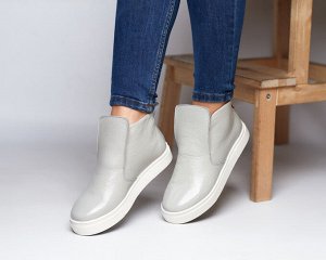 Серые кожаные слипоны ANKLE SLIP