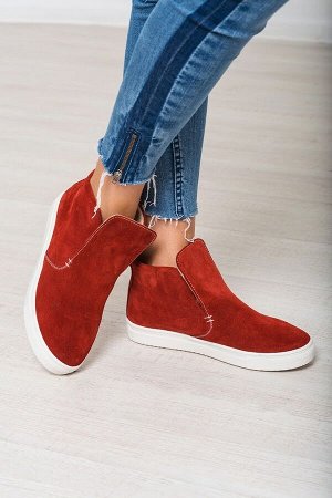 Замшевые слипоны ANKLE SLIP цвета кирпич