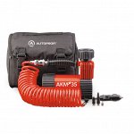 Компрессор воздушный AUTOPROFI, 35 л./мин., 12V/14A, 180W, 10 Атм., съемный шланг 5 м., кабель питания 3 м., питание от прикуривателя, защита от перегрева, сумка, набор из 3-х переходников для надувн.