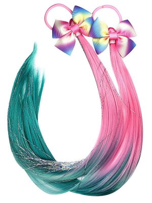 Набор цветных прядей на резинке с бантиком «Rainbow flower»