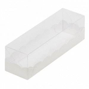 Коробка для макарон с прозрачной крышкой Белая 19х5,5х5,5 см