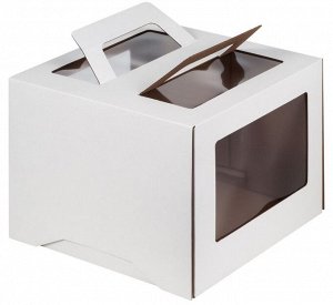 Коробка для торта с ручкой 24х24х20 см