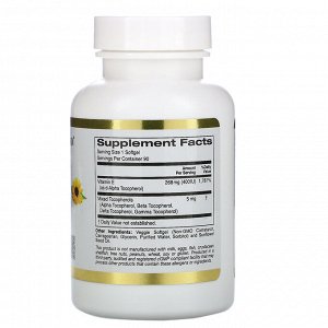 California Gold Nutrition, Витамин E из подсолнечника со смешанными токоферолами, 400 МЕ, 90 растительных мягких таблеток