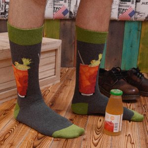 13209 Дизайнерские носки серии Что наша жизнь "Освежающий коктейль", р-р 38-45 (серый), 2690000013209