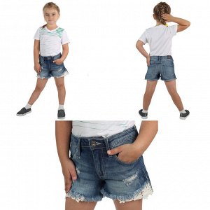 Детские шорты для девочек – изящный ажур и хулиганские джинсовые потертости №504