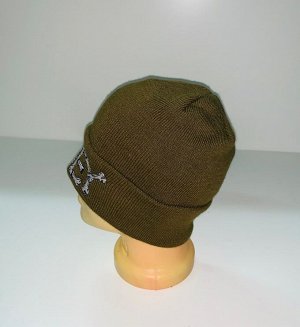 Надежная шапка цвета хаки  №4005