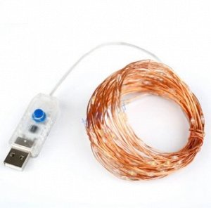 Светодиодная гирлянда нить Роса с USB, 5 метров