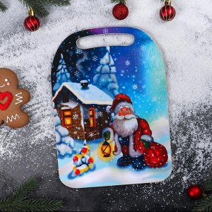 Доска разделочная «Дед Мороз и домик»