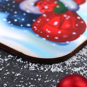 Доска разделочная «Дед Мороз и домик»