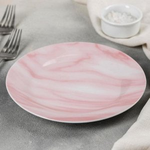 Тарелка десертная Доляна «Мрамор», d=19 см, цвет розовый