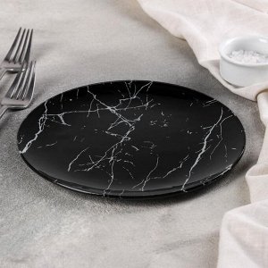Тарелка обеденная Доляна «Марбл чёрный», d=20 см, цвет чёрный