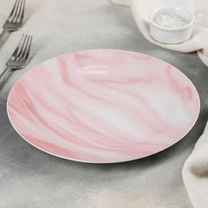 Тарелка обеденная  «Мрамор», d=24 см, цвет розовый
