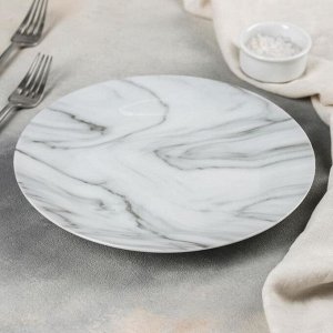 Тарелка обеденная Доляна «Мрамор», d=24 см, цвет серый