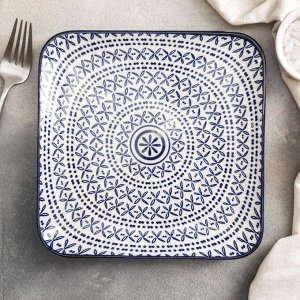 Тарелка квадратная «Рантье», 20*2 см, цвет синий