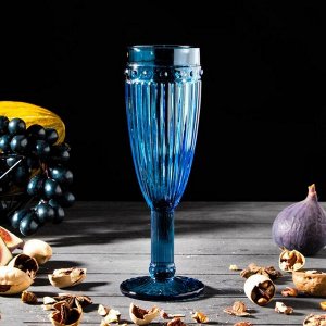 Бокал стеклянный для шампанского «Босфор», 180 мл, 7x20 см, цвет синий