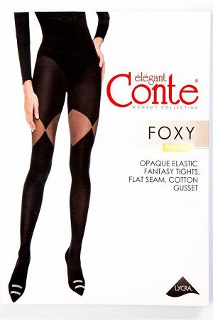 Foxy колготки (Conte)  плотные  колготки с рисунком со стразами " имитация чулок" 50ден