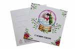 Мини открытка-снеговик.