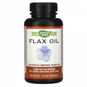 Nature&#x27 - s Way, Flax Oil, 3,000 mg, 100 Softgels