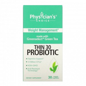 Physician&#x27 - s Choice, Thin 30 Probiotic, 15 Billion CFUs, 30 Veggie Capsules