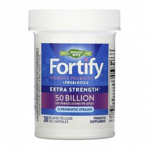 Nature&#x27 - s Way, Fortify Women&#x27 - s Probiotic + Prebiotics, Extra Strength, 50 Billion, 30 Delayed-Release Veg. Capsules