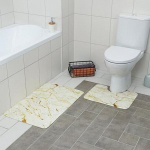 Набор ковриков для ванны и туалета «Камень», 2 шт: 79х50, 50х39 см, цвет бежевый