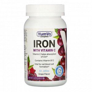 YumV&amp;#x27 - s, Iron with Vitamin C, Grape Flavor, 60 Jellies