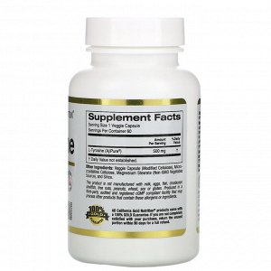 California Gold Nutrition, L-тирозин, AjiPure, 500 мг, 60 растительных капсул