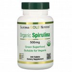 California Gold Nutrition, органическая спирулина, 500 мг, 240 таблеток