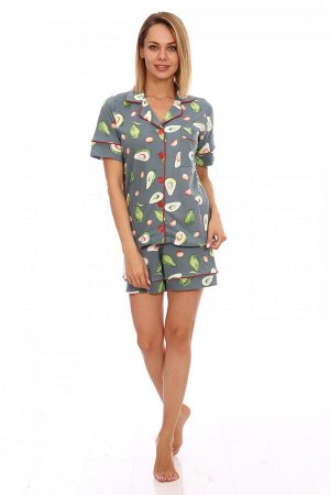 Пижама женская ПЖ-045 Авокадо(шорты) олива распродажа