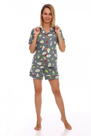 Пижама женская ПЖ-045 Авокадо(шорты) олива распродажа