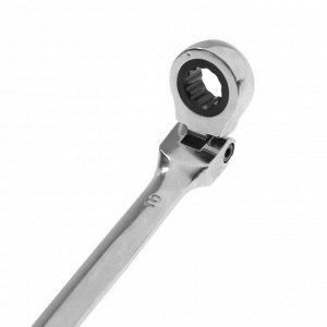 Ключ комбинированный трещоточный шарнирный ТУНДРА, CrV, полированный, 72 зуба, 10 мм