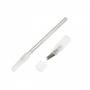 Нож макетный ТУНДРА, алюминиевая ручка, перьевое лезвие (5 доп. лезвий)