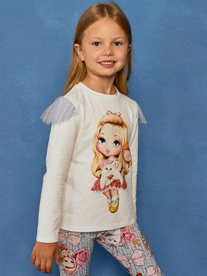 Фуфайка (футболка) модель "лонгслив" д/дев Juno AW20GJ501 Miss Pink молочный