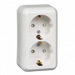 Розетка 2-ая з/к шторка накладная  &quot;Прима&quot; РА 16-214-В Schneider Electric
