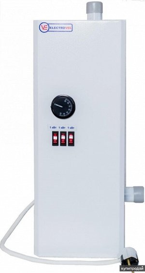 Электрокотел ElectroVel-6А (6кВт, 220/380В, авт.вкл), боковой вход, ТЭН - черн. сталь