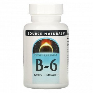 Source Naturals, В6, 500 мг, 100 таблеток