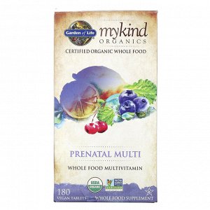 Garden of Life, MyKind Organics, пренатальные мультивитамины, 180 веганских таблеток