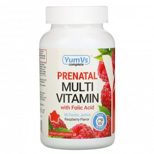 YumV's, Мультивитамины для беременных с фолиевой кислотой, малина, 90 желе с пектином