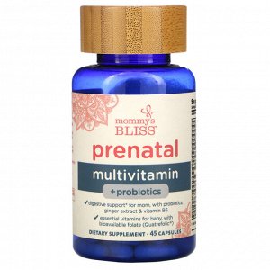 Mommy's Bliss, Мультивитамины для беременных + пробиотики, 45 капсул