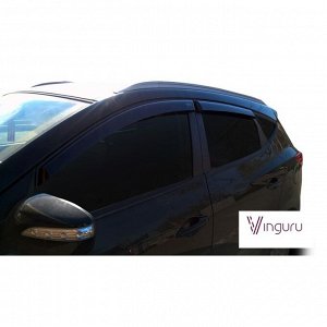 Ветровики Vinguru Hyundai ix35 2010-2016,накладные скотч к-т 4 шт., материал литьевой поликарб
